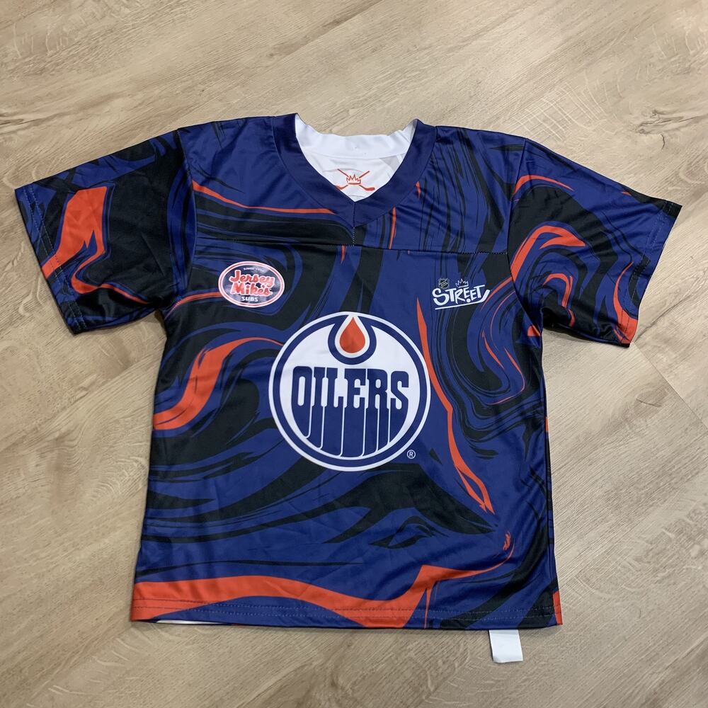 NHL Street Edmonton Oilers Hockey Jersey Reversible Youth Boys Medium Sportswear